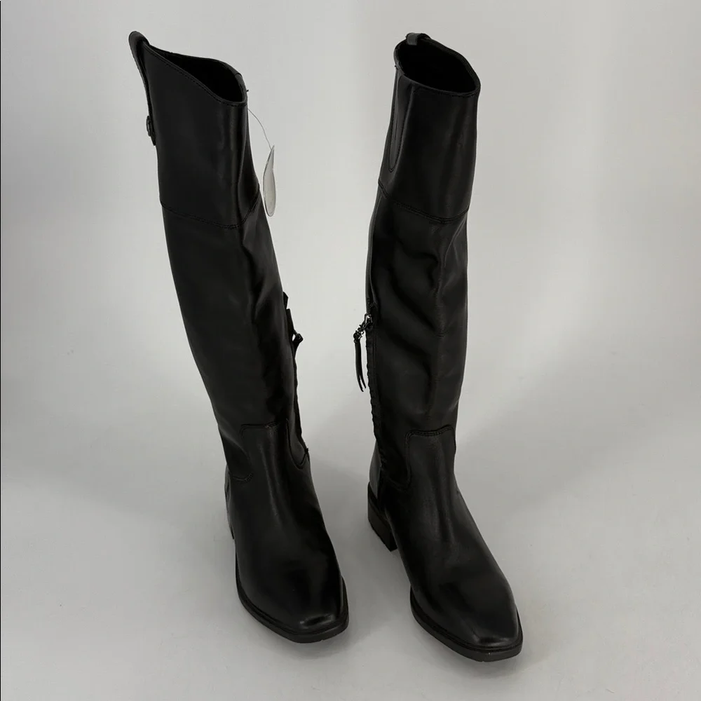 Sam Edelman Drina Tall Shaft Boots Black Women Zip, Square Toe Sz 7